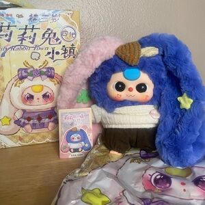 Baby Three Lily Rabbit Town Blue Mushroom Bunny with Fangs